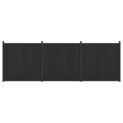 Fence Panel 3 pcs WPC and Aluminium Black