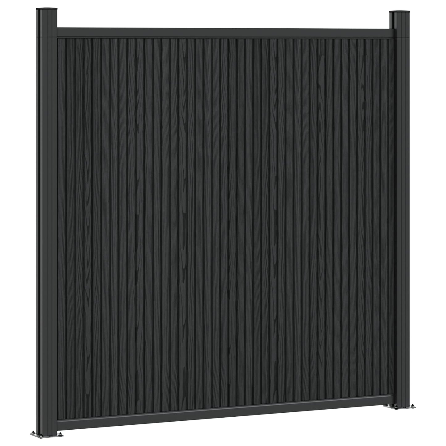 Fence Panel 3 pcs WPC and Aluminium Black