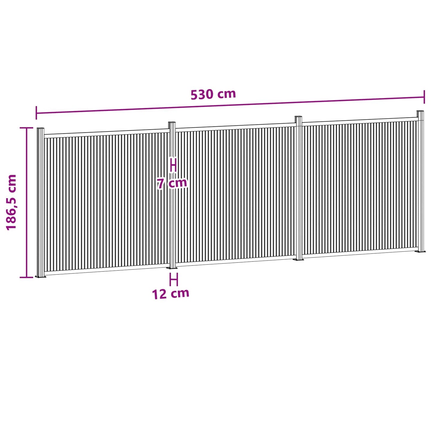 Fence Panel 3 pcs WPC and Aluminium Black