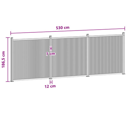 Fence Panel 3 pcs WPC and Aluminium Black