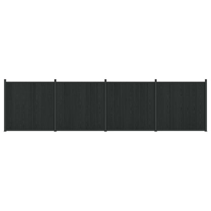 Fence Panel 4 pcs WPC and Aluminium Black