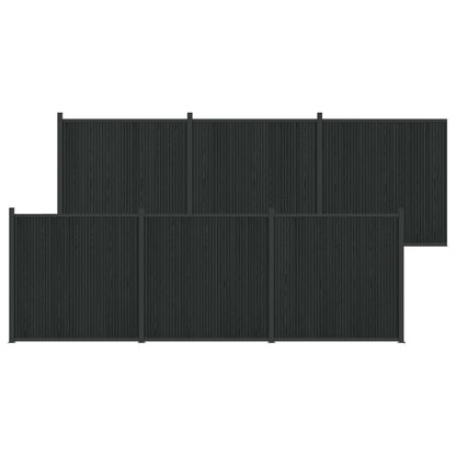 Fence Panel 6 pcs WPC and Aluminium Black
