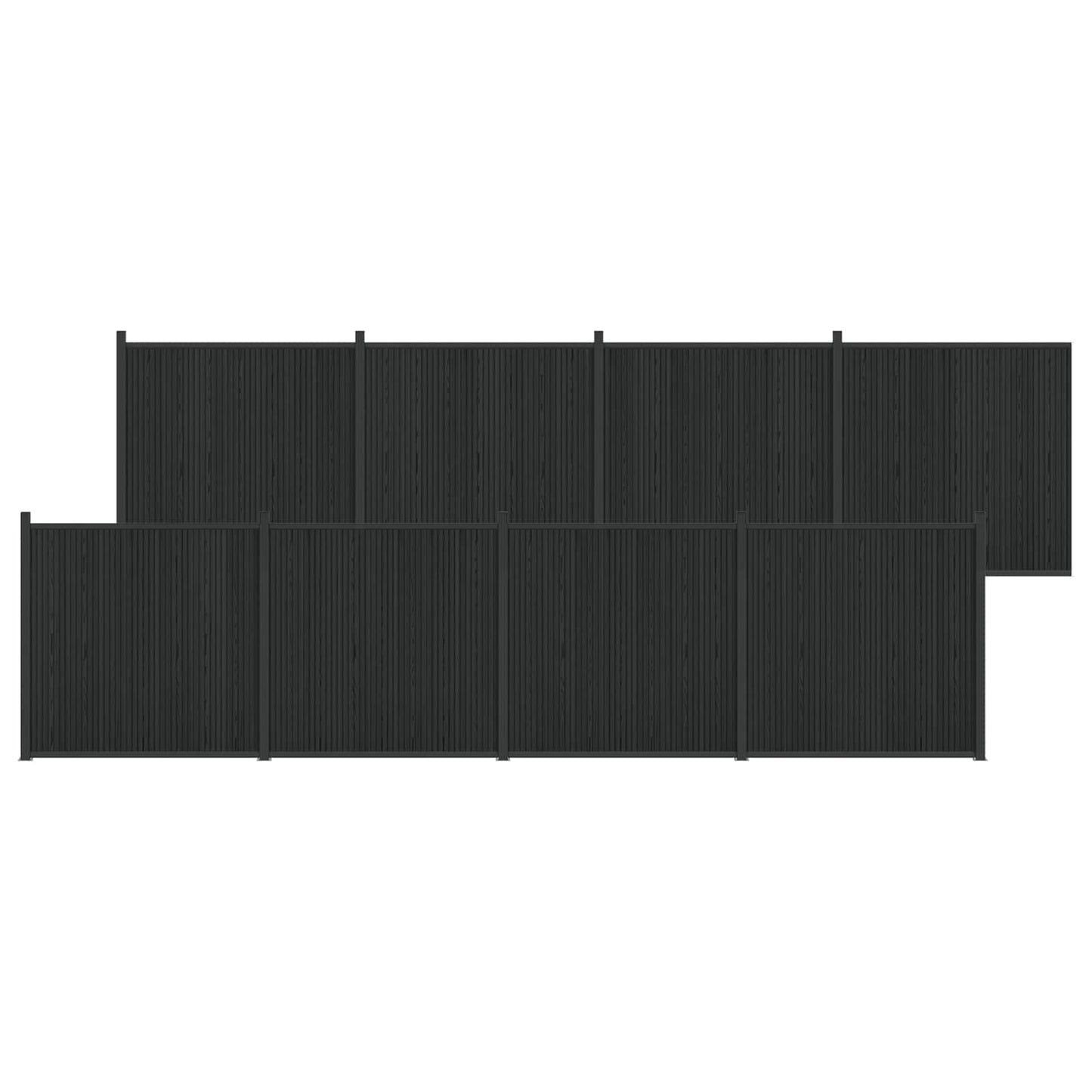 Fence Panel 8 pcs WPC and Aluminium Black