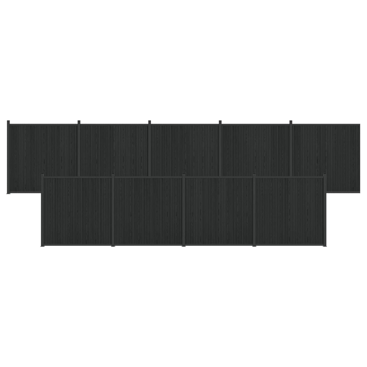 Fence Panel 9 pcs WPC and Aluminium Black