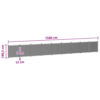 Fence Panel 9 pcs WPC and Aluminium Black