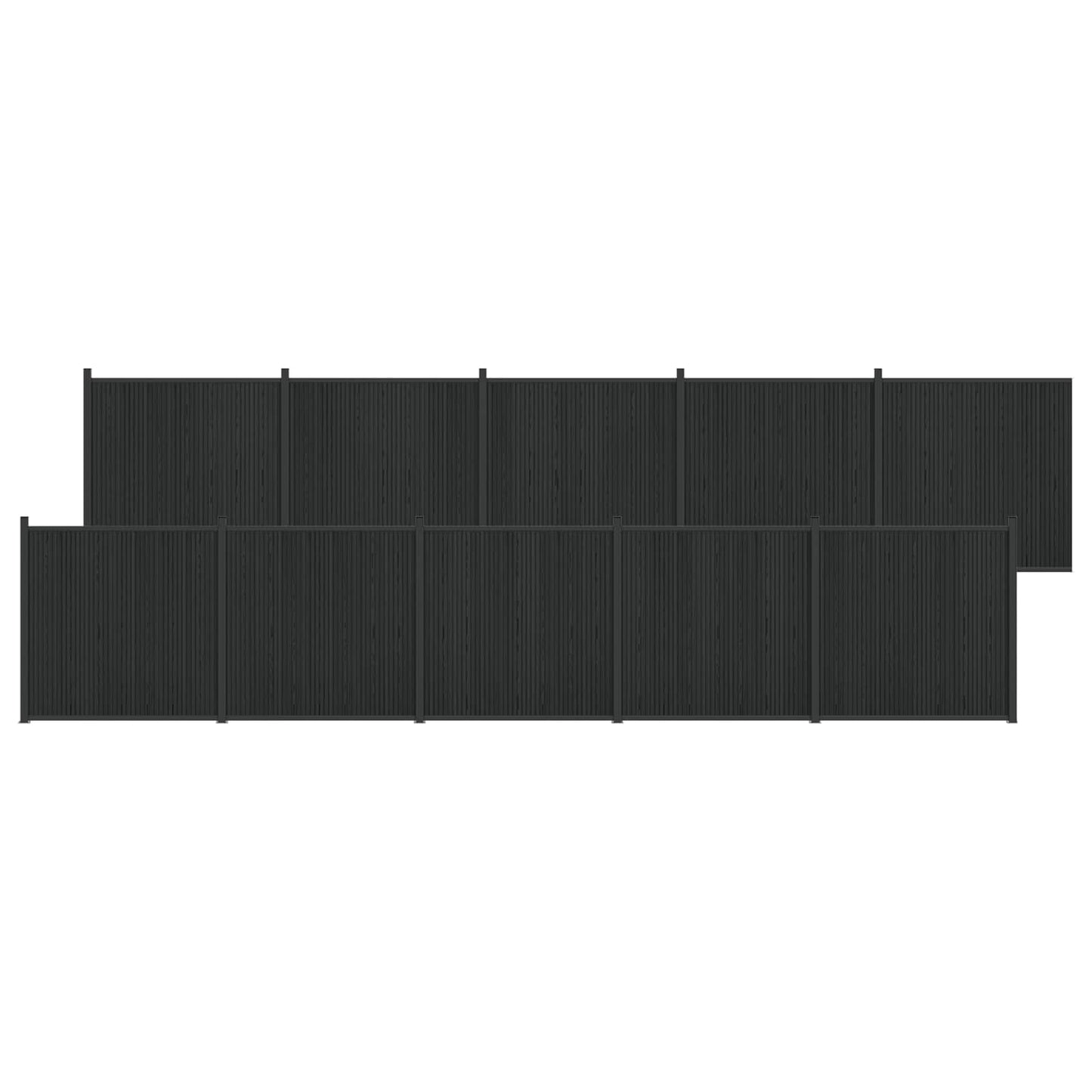 Fence Panel 10 pcs WPC and Aluminium Black