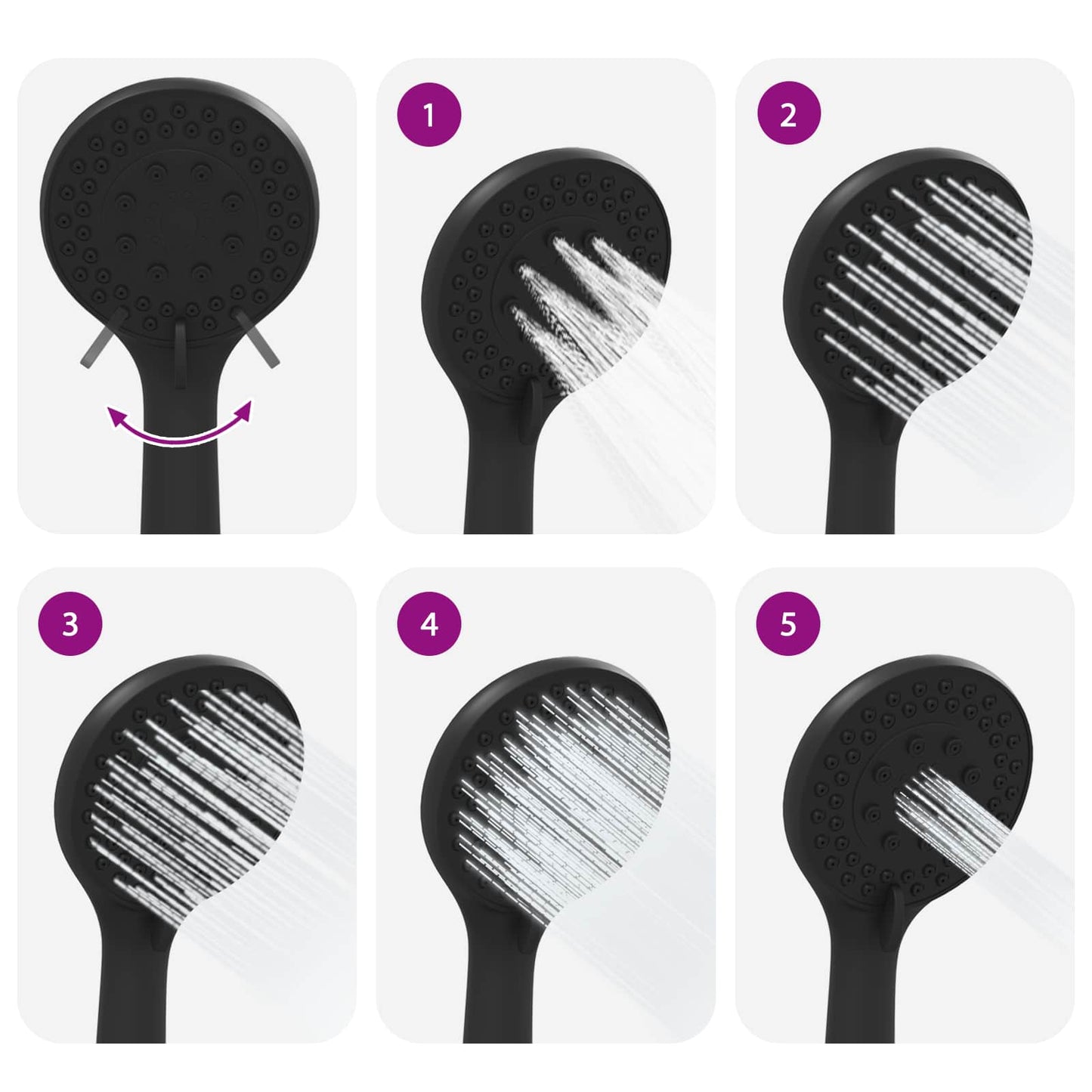 Shower Head Set Black 150 cm Stainless Steel