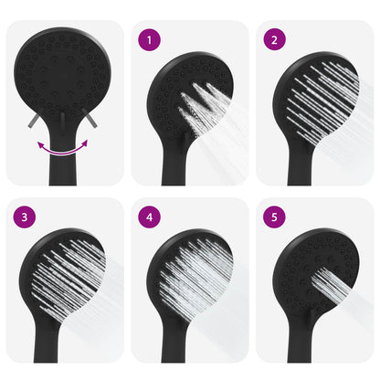 Shower Head Set Black 150 cm Stainless Steel