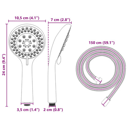 Shower Head Set Black 150 cm Stainless Steel
