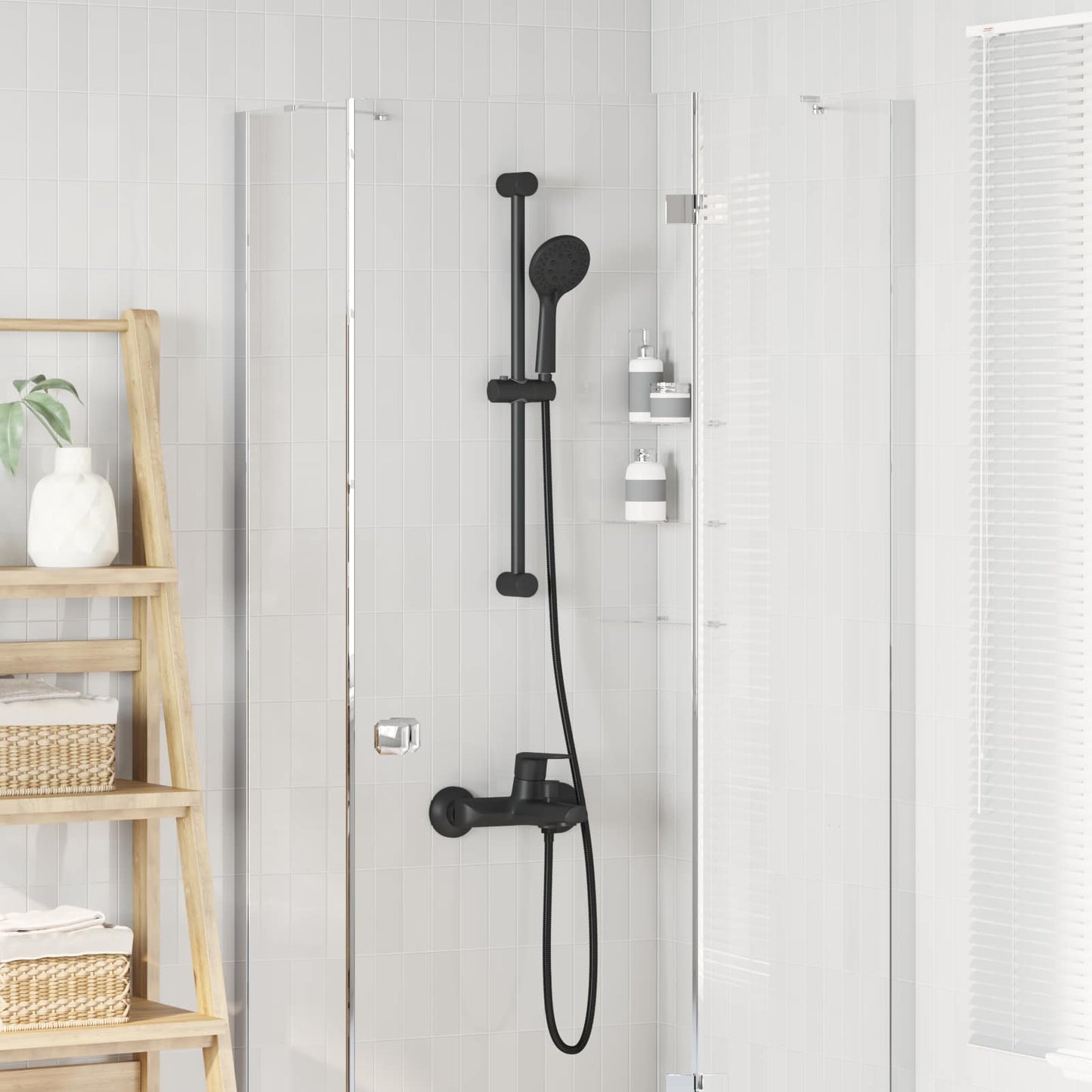 Shower System Set Black 70 cm Stainless Steel