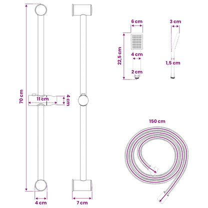Shower System Set Chrome 70 cm Stainless Steel