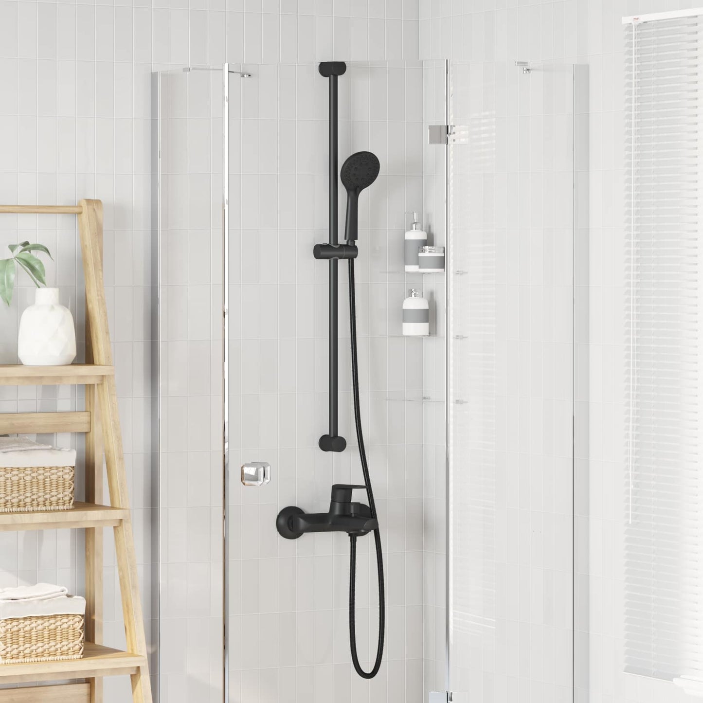Shower System Set Black 100 cm Stainless Steel