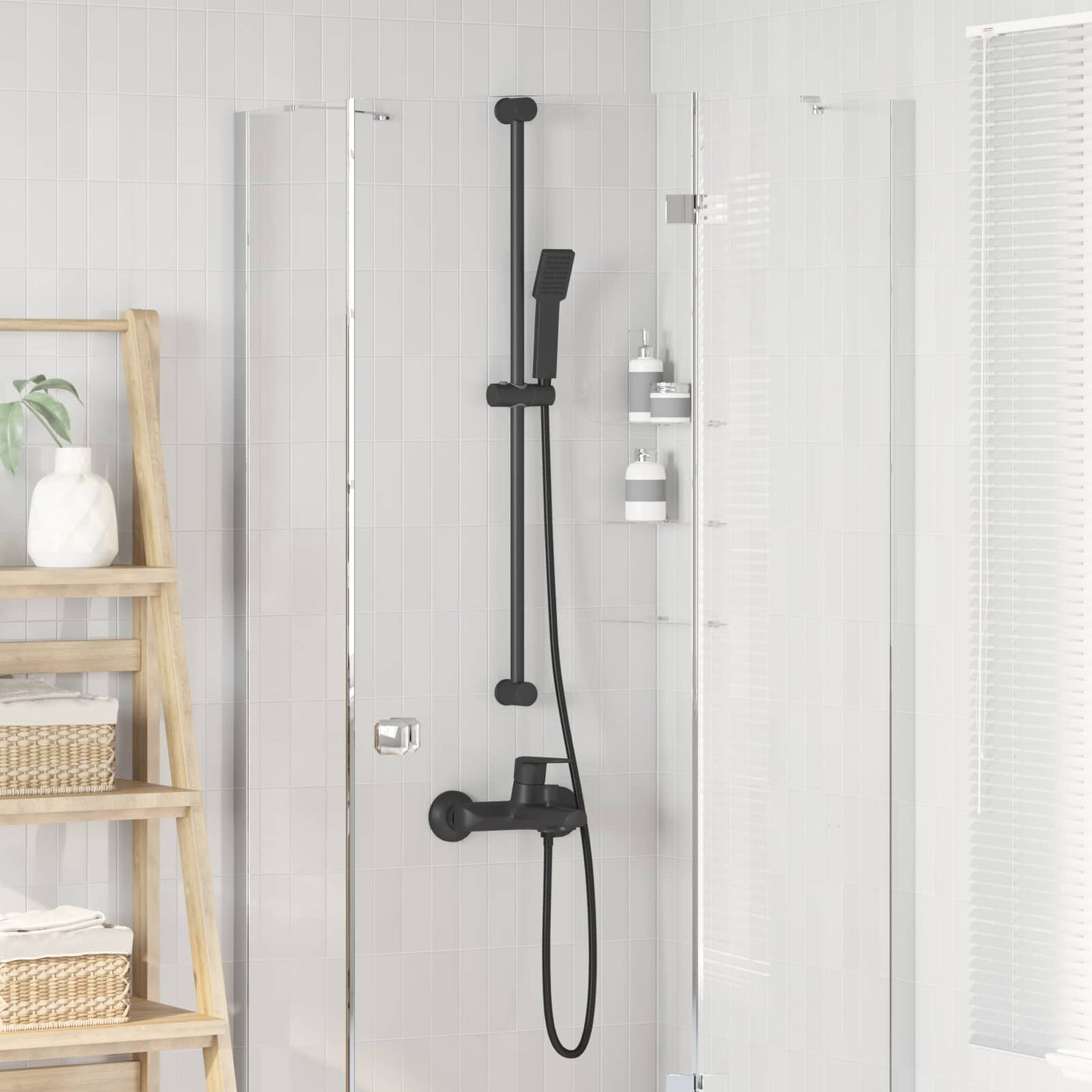 Shower System Set Black 100 cm Stainless Steel