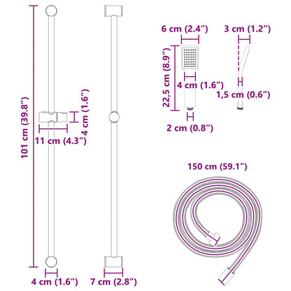Shower System Set Black 100 cm Stainless Steel