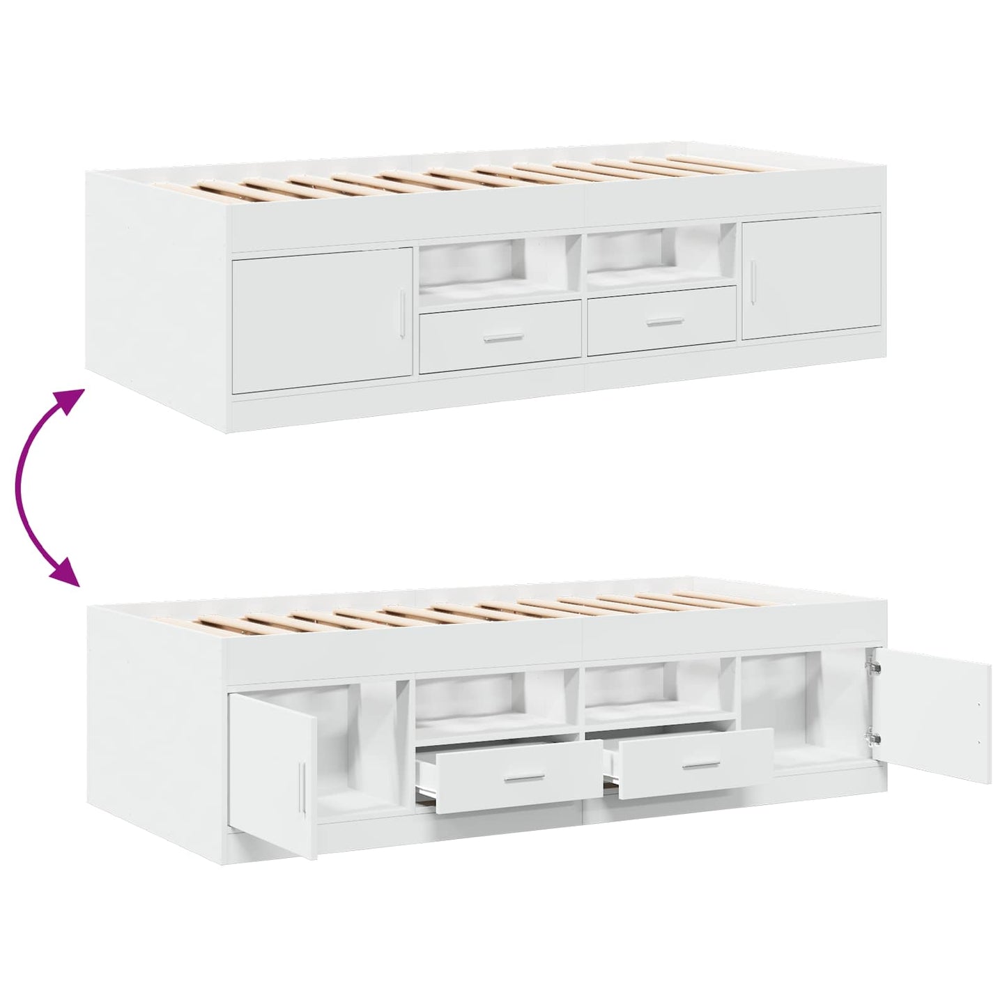 Bed Frame with Storage White 80 x 200 cm Engineered Wood