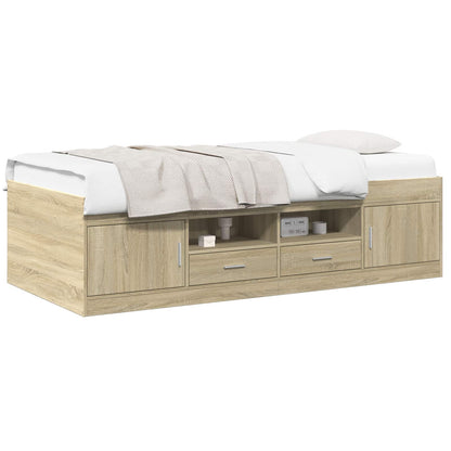 Bed Frame with Storage Sonoma Oak 80 x 200 cm Engineered Wood