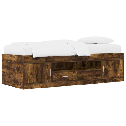 Bed Frame with Storage Smoked Oak 80 x 200 cm Engineered Wood