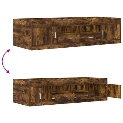 Bed Frame with Storage Smoked Oak 80 x 200 cm Engineered Wood
