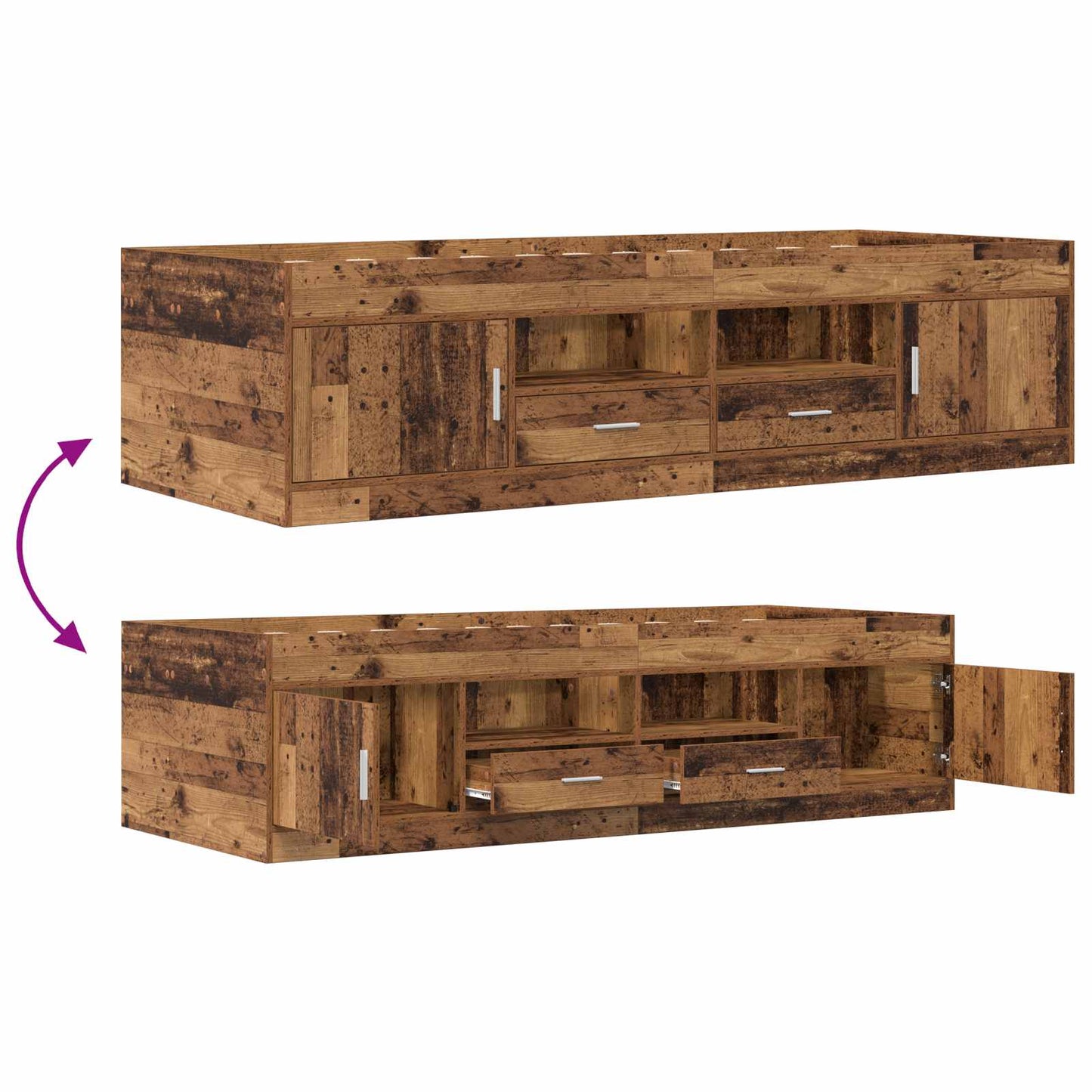 Bed Frame with Storage Old Wood 80 x 200 cm Engineered Wood