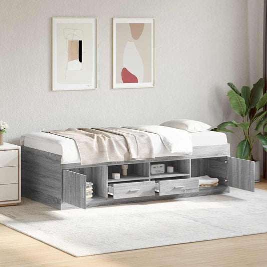 Bed Frame with Storage Grey Sonoma 80 x 200 cm Engineered Wood