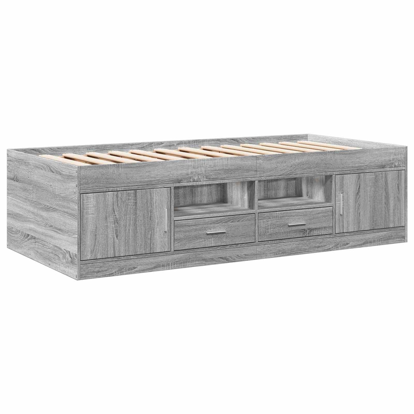 Bed Frame with Storage Grey Sonoma 80 x 200 cm Engineered Wood