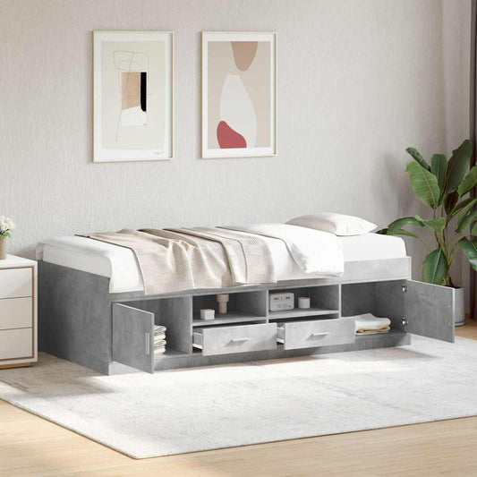 Bed Frame with Storage with Drawer Concrete Grey 80 x 200 cm