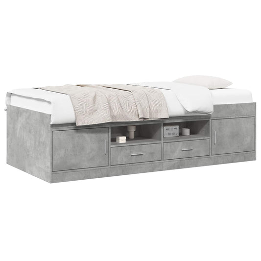 Bed Frame with Storage with Drawer Concrete Grey 80 x 200 cm