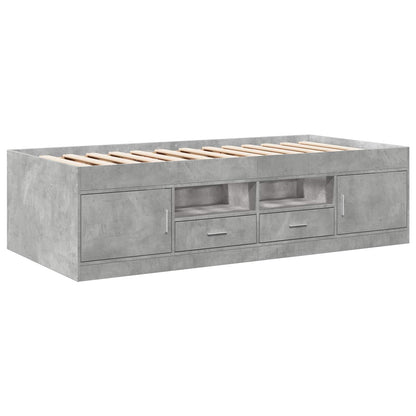 Bed Frame with Storage with Drawer Concrete Grey 80 x 200 cm