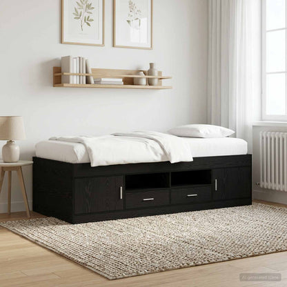 Bed Frame with Storage Black Oak 80 x 200 cm Engineered Wood