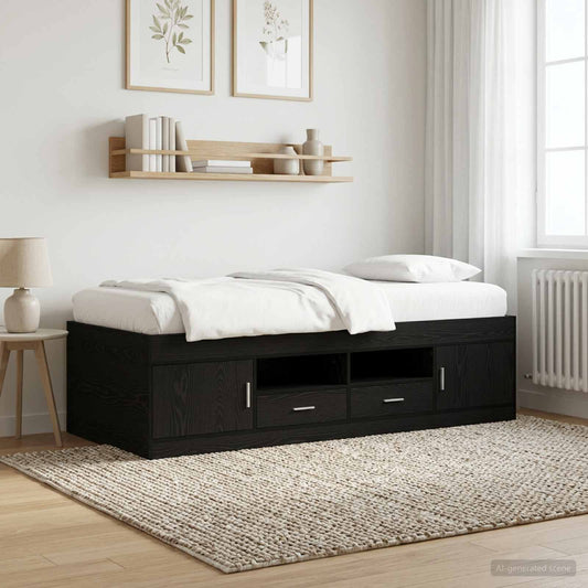 Bed Frame with Storage Black Oak 80 x 200 cm Engineered Wood