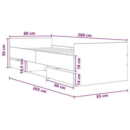 Bed Frame with Storage Sonoma Oak 80 x 200 cm Engineered Wood