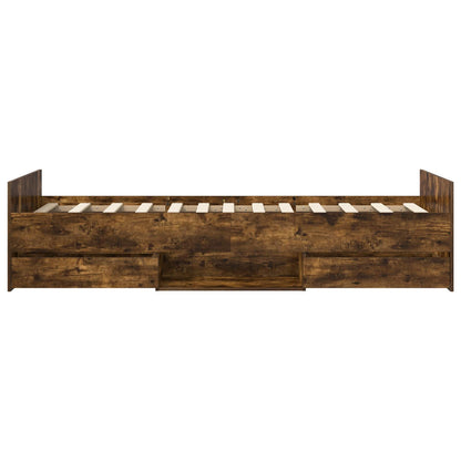 Bed Frame with Storage Smoked Oak 80 x 200 cm Engineered Wood