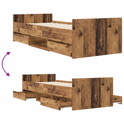 Bed Frame with Storage Old Wood 80 x 200 cm Engineered Wood