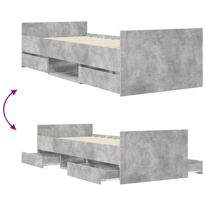 Bed Frame with Storage Concrete Grey 80 x 200 cm