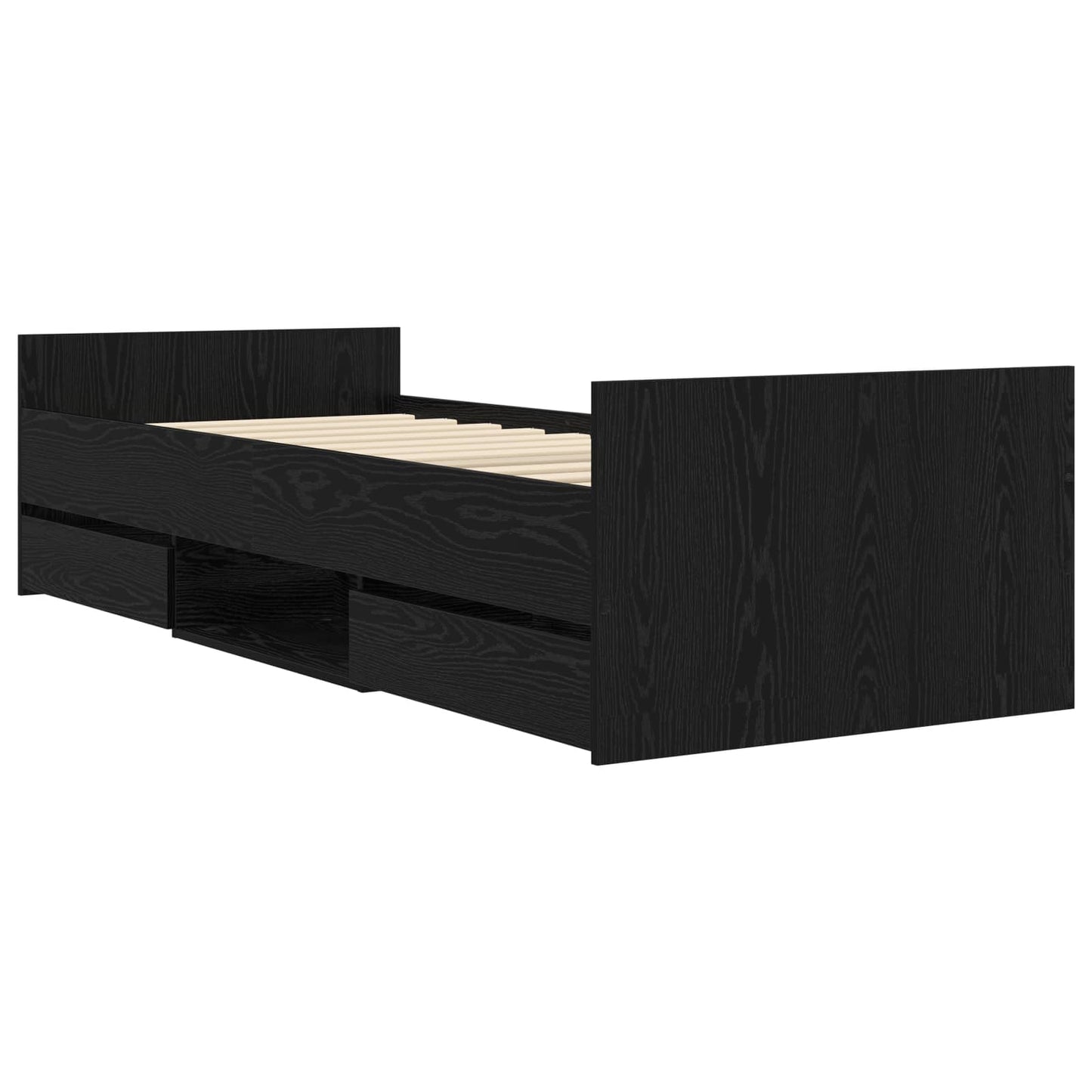 Bed Frame with Storage Black Oak 80 x 200 cm Engineered Wood