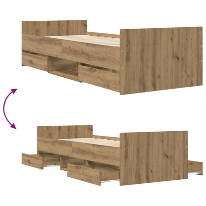 Bed Frame with Storage Artisian Oak 80 x 200 cm Engineered Wood