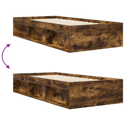 Bed Frame with Storage Smoked Oak 80 x 200 cm Engineered Wood
