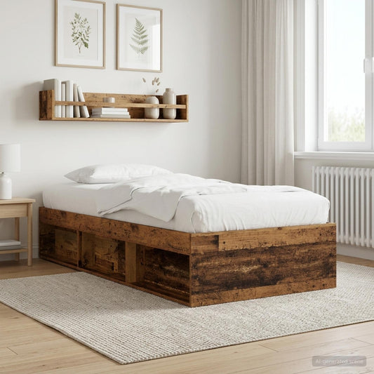Bed Frame with Storage Old Wood 80 x 200 cm Engineered Wood