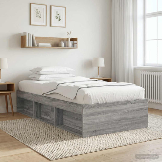 Bed Frame with Storage Grey Sonoma 80 x 200 cm Engineered Wood
