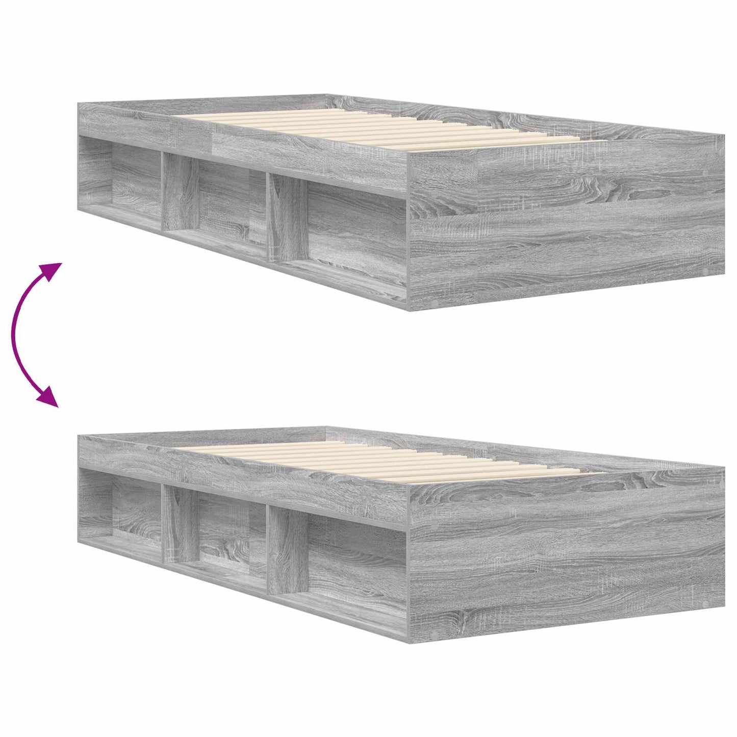 Bed Frame with Storage Grey Sonoma 80 x 200 cm Engineered Wood