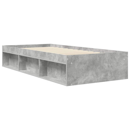 Bed Frame with Storage with Shelf Concrete Grey 80 x 200 cm