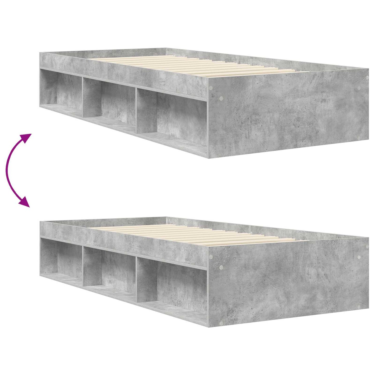 Bed Frame with Storage with Shelf Concrete Grey 80 x 200 cm