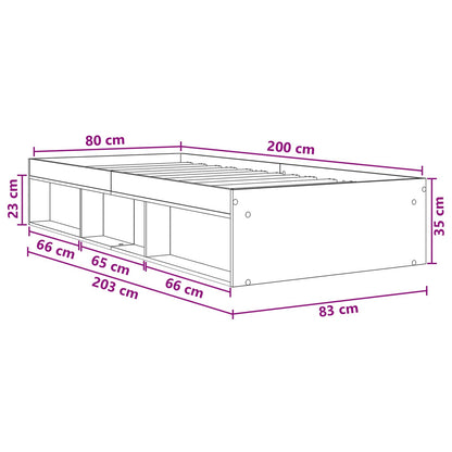 Bed Frame with Storage with Shelf Concrete Grey 80 x 200 cm