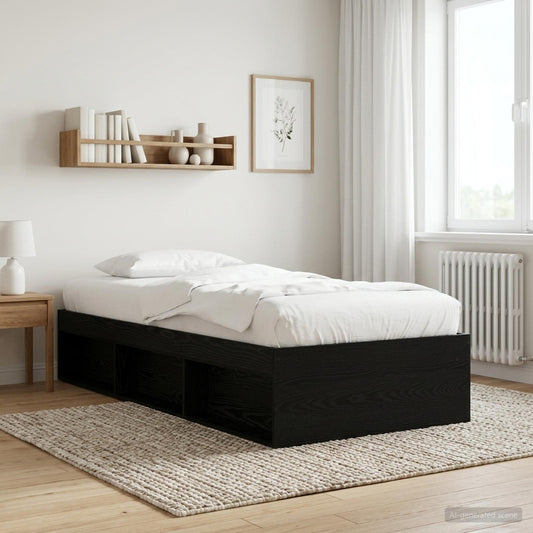 Bed Frame with Storage Black Oak 80 x 200 cm Engineered Wood