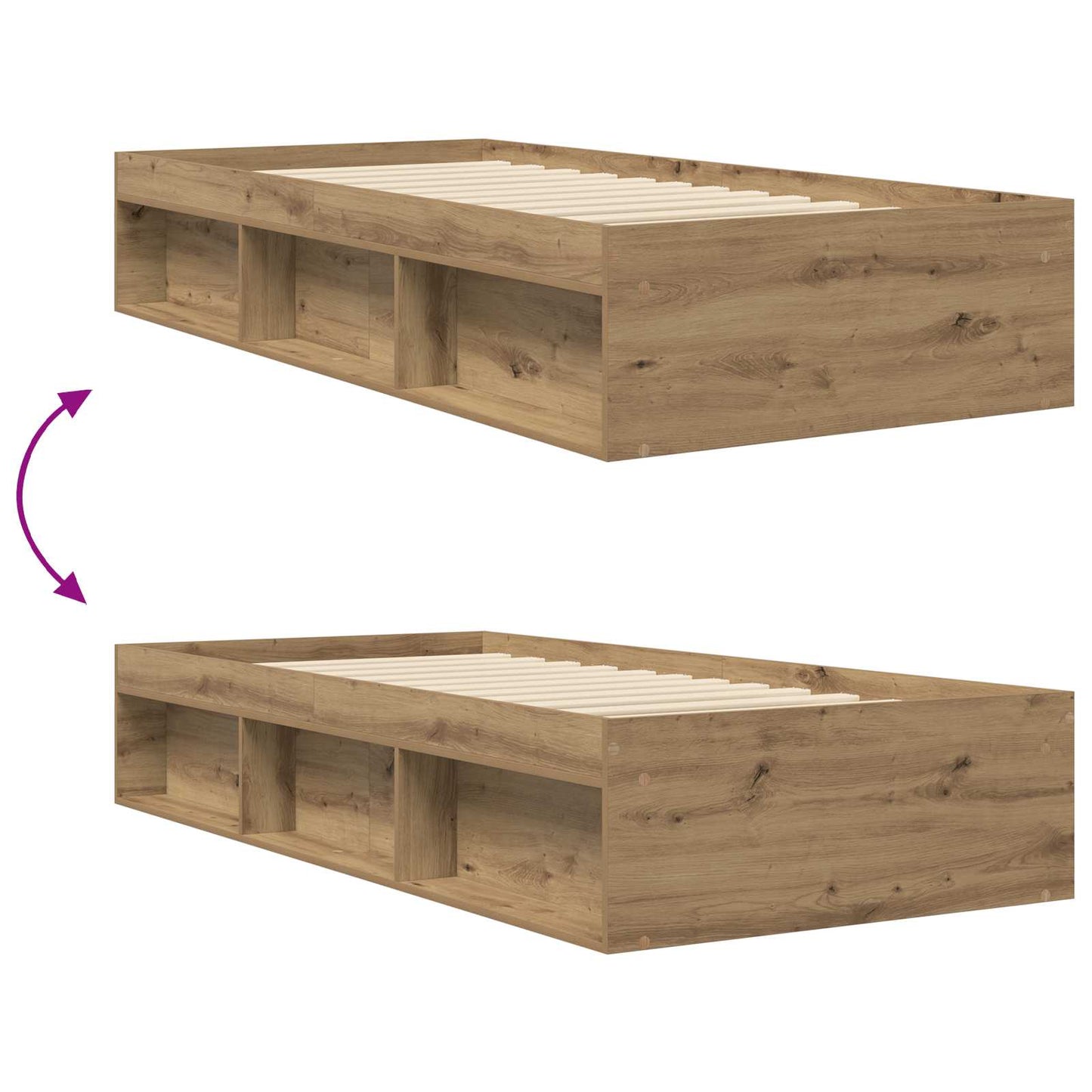 Bed Frame with Storage Artisian Oak 80 x 200 cm Engineered Wood