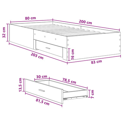 Bed Frame with Storage White 80 x 200 cm Engineered Wood