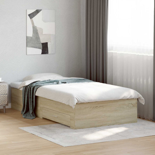 Bed Frame with Drawer with Storage Sonoma Oak Engineered Wood