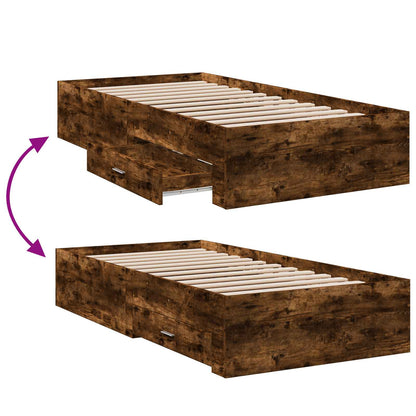 Bed Frame with Storage Smoked Oak 80 x 200 cm Engineered Wood