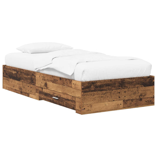 Bed Frame with Drawer with Storage Old Wood Engineered Wood