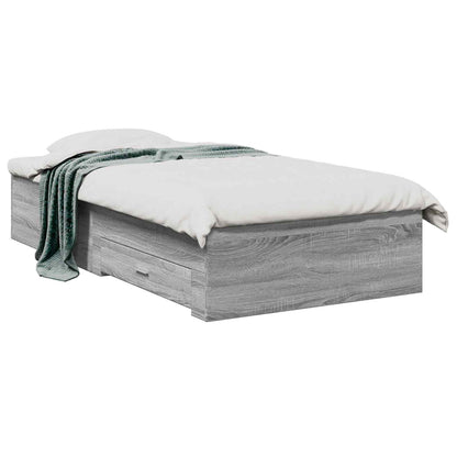 Bed Frame with Storage Grey Sonoma 80 x 200 cm Engineered Wood